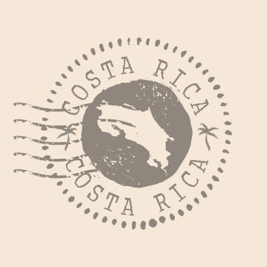 Kosta Rika pulu. Siluet haritası, lastik mühür. Retro Seyahat Tasarımı. Tasarımın için Kosta Rika 'nın Mührü. EPS10