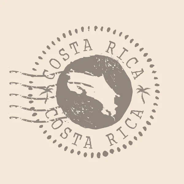 Sello Postal Costa Rica Mapa Sello Goma Silueta Diseño Retro — Vector de stock