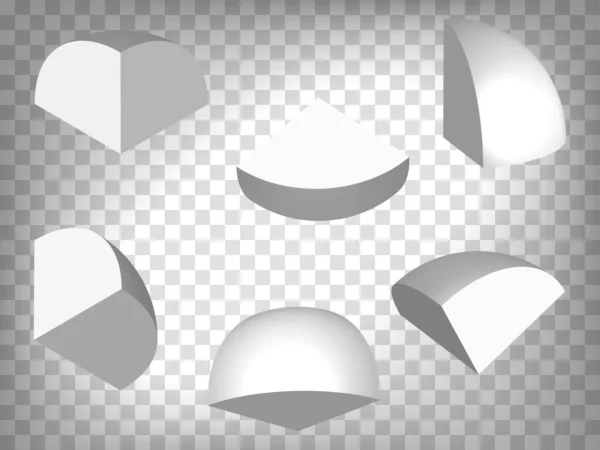 見通しのセット透明な背景に3D四分の一球モデルのアイコン 4分の3の球体 ウェブサイトのデザイン アプリ Uiのグラフィック要素の抽象概念 Eps — ストックベクタ