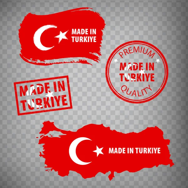 Fabriqué Caoutchouc Turkiye Timbres Icône Isolée Sur Fond Transparent Fabriqué — Image vectorielle