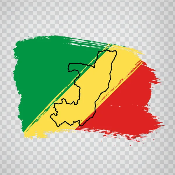 Flaggrepubliken Kongo Från Penseldrag Och Blankettkarta Kongo Hög Kvalitet Karta — Stock vektor