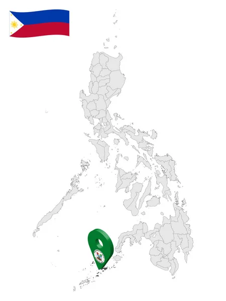 Locatie Provincie Sulu Kaart Filipijnen Derde Locatie Teken Van Sulu — Stockvector
