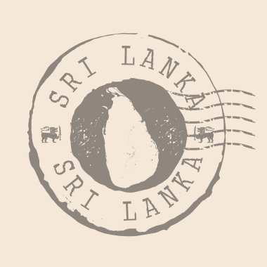 Sri Lanka pulu. Siluet haritası, lastik mühür. Retro Seyahat Tasarımı. Tasarımın için Sri Lanka 'nın Mührü. EPS10