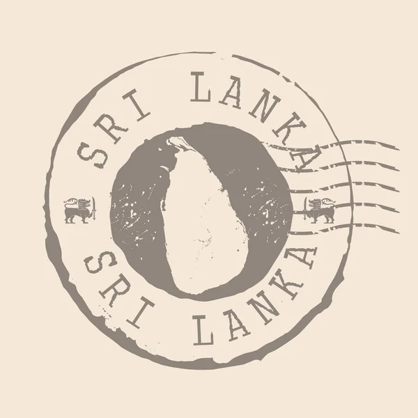 Sello Postal Sri Lanka Mapa Sello Goma Silueta Diseño Retro — Vector de stock