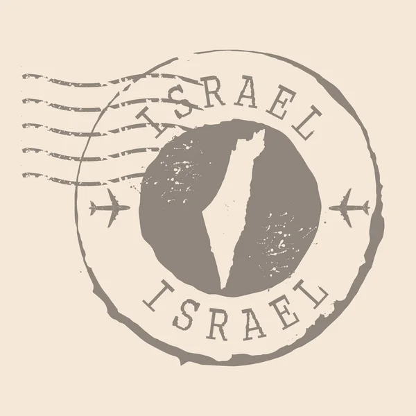 Israels Frimärkspost Karta Silhuett Gummi Tätning Designa Retro Travel Seal — Stock vektor