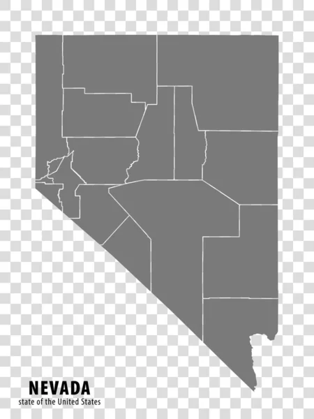 Mappa Statale Del Nevada Sfondo Trasparente Mappa Vuota Del Nevada — Vettoriale Stock