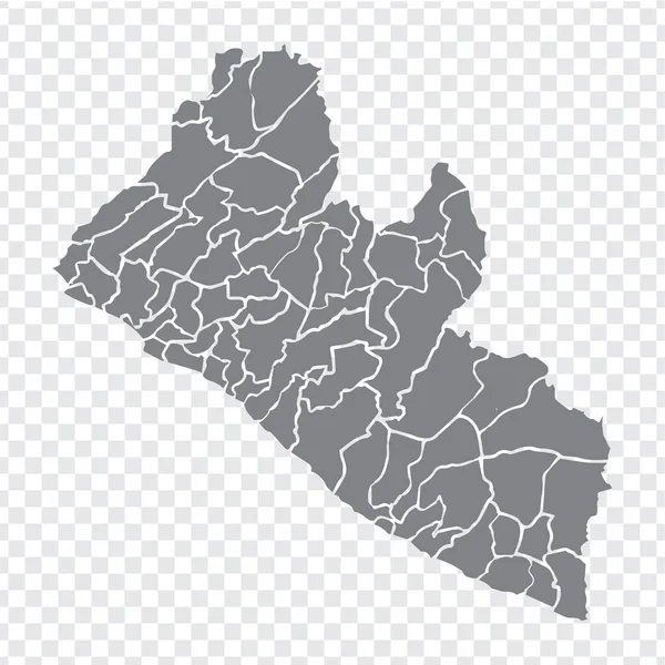 Κενός Χάρτης Της Λιβερίας Χάρτης Υψηλής Ποιότητας Ομοσπονδιακή Δημοκρατία Της — Διανυσματικό Αρχείο