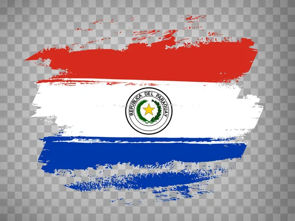 Flagga Paraguay Pensel Stroke Bakgrund Flagga Republiken Paraguay Tranparent Backrgound — Stock vektor