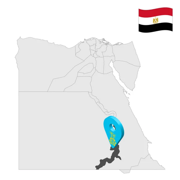 Ubicación Aswan Governorate Mapa Egipto Signo Ubicación Similar Bandera Asuán — Vector de stock