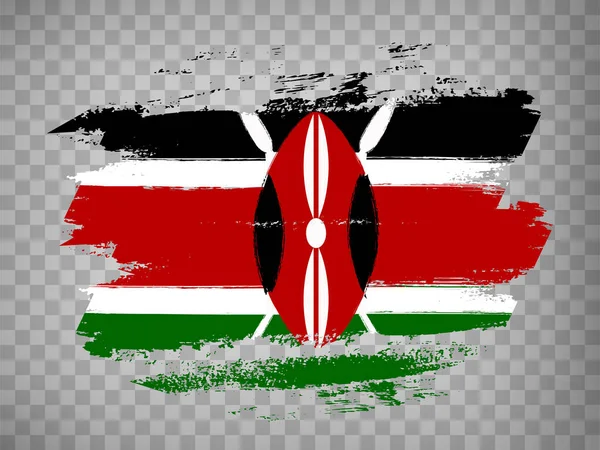 Drapeau Kenya Coup Pinceau Fond Drapeau République Kenya Sur Backrgound — Image vectorielle