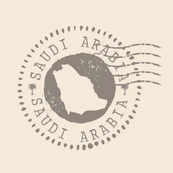 サウジアラビアの切手郵便 地図シルエットゴムシール レトロなデザインの旅 地図のシールあなたのデザインのためのサウジアラビアのグランジ Eps10 — ストックベクタ