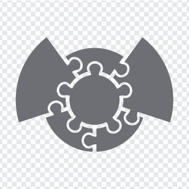 Simple icon circle puzzle in gray. Simple icon puzzle of the five elements  on transparent background for your web site design, app, UI. EPS10.