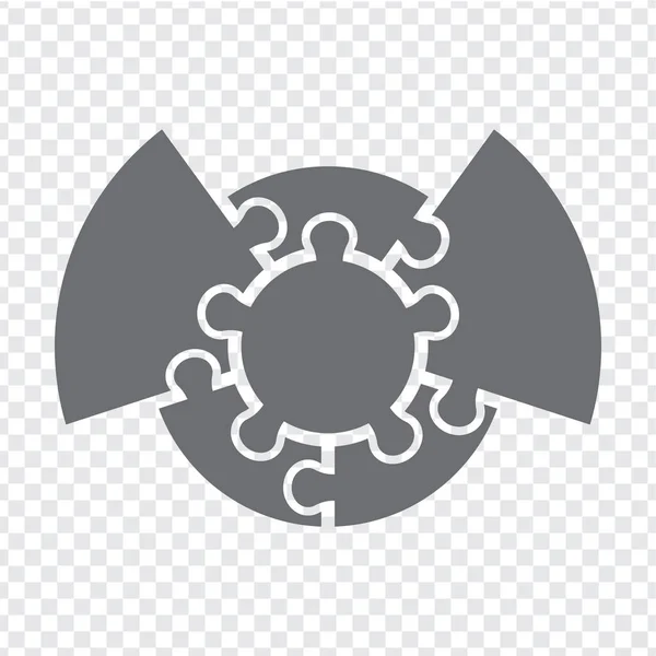 Simple Icon Circle Puzzle Gray Simple Icon Puzzle Five Elements — Διανυσματικό Αρχείο