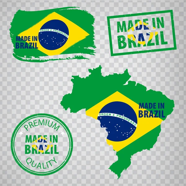 Made Brazil Gumibélyegző Ikon Elszigetelt Átlátszó Háttérrel Brazíliában Gyártották Vagy — Stock Vector