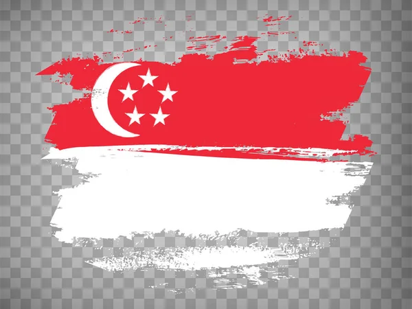Flagga Singapore Pensel Stroke Bakgrund Flagga Singapore Transparent Backrgound För — Stock vektor