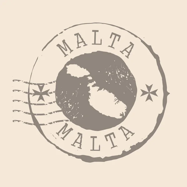 Stamp Postal Malta Map Silhouette Rubber Seal Design Retro Travel —  Vetores de Stock