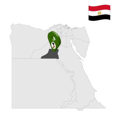 Location Minya Governorate on map Egypt. 3d location sign similar to the flag of  Minya. Quality map  with  provinces Egypt for your design. EPS10