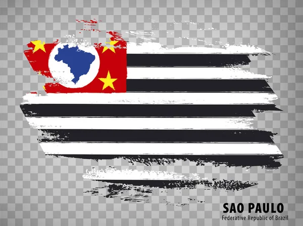 Прапор Сан Паулу Мазками Пензля Федеративна Республіка Бразилія Flag Sao — стоковий вектор