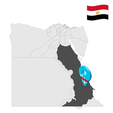 Location Red Sea Governorate on map Egypt. 3d location sign similar to the flag of  Red Sea. Quality map  with  provinces Egypt for your design. EPS10