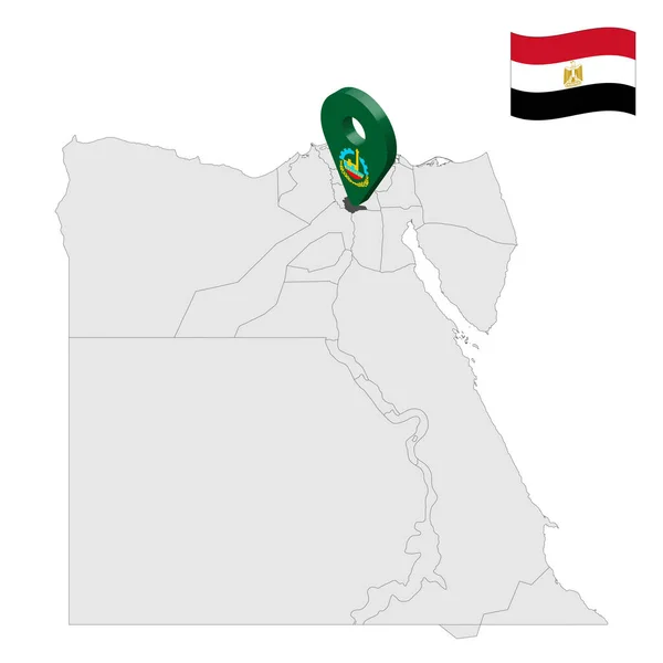 Расположение Провинции Калюбия Карте Египет Знак Местоположения Похож Флаг Монумента — стоковый вектор
