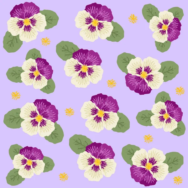 Floral Pattern Hand Drawn Violets Abstract Texture Simple Flowers Feminine — Stock Vector