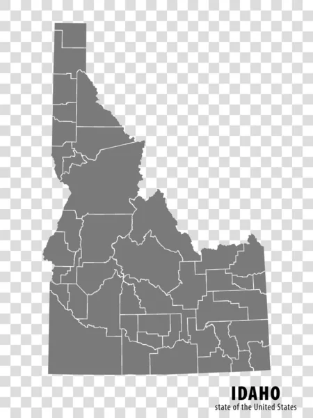 State Idaho Map Transparent Background Blank Map Idaho Regions Gray — Stockvektor