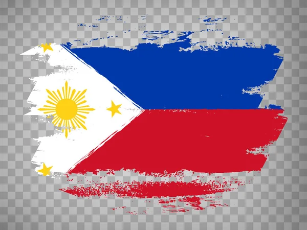 Flag Filipíny Tahy Štětcem Pozadí Flag Republic Filipines Tranparent Backrgound — Stockový vektor
