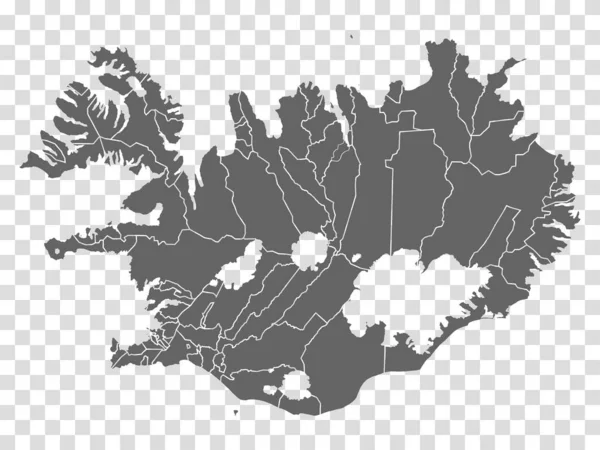 Izland Üres Térképe Szürkében Kiváló Minőségű Térkép Önkormányzatok Izland Tartományok — Stock Vector