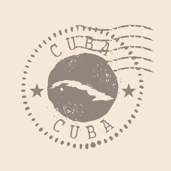 Stamp Postal Cuba Map Silhouette Rubber Seal Design Retro Travel — стоковый вектор