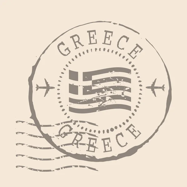 Greece Stamp Postal Flag Greece Rubber Seal Design Retro Travel — Stock Vector