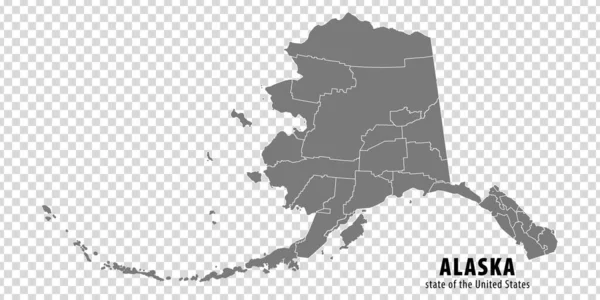State Alaska Map Transparent Background Blank Map Alaska Regions Gray — Vettoriale Stock