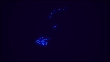 Netherlands Map Outline Country Border on dark blue background.  Neon Lights  colorful animation transition. Flag of Netherlands.  Animation in neon style. 4k Resolution.