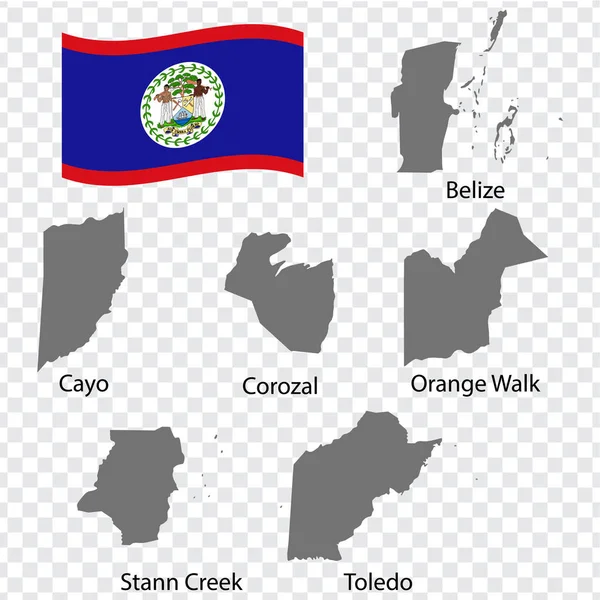 Six Maps Regions Belize Alphabetical Order Name Every Single Map — ストックベクタ