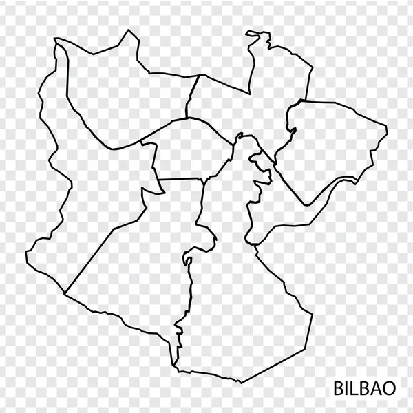 High Quality Map Bilbao City Spain Borders Districts Map Bilbao — Vector de stock