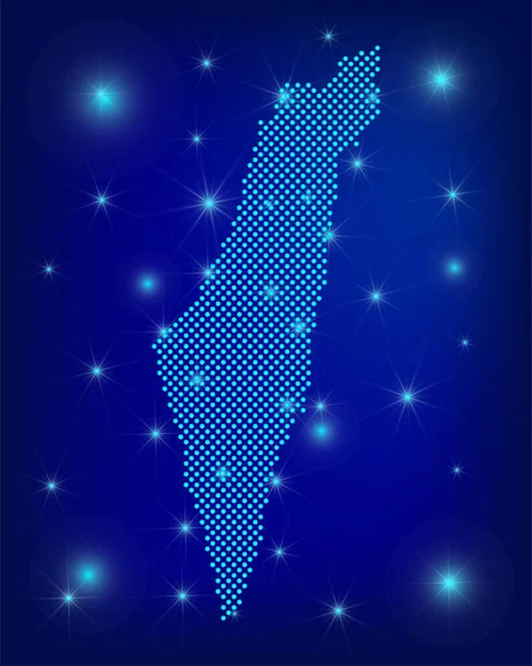 Карта Израиля Голубом Точечная Карта Точки Карте Государства Израиль Прожекторами — стоковый вектор