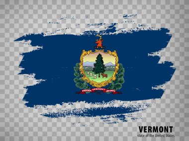 Flag of Vermont from brush strokes. United States of America.  Flag State of  Vermont with title on transparent background for your web site design, app, UI. USA. EPS10.