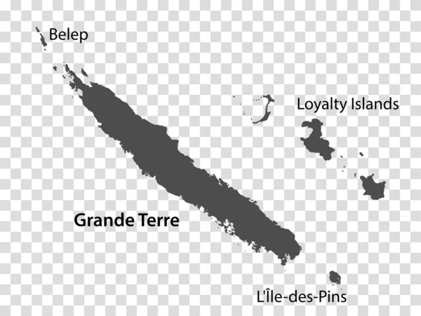 Blank Map New Caledonia Gray Every Island Map Titles High — Stockvector