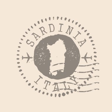 Stamp Postal of Sardinia. Map Silhouette rubber Seal.  Design Retro Travel. Seal of Map Sardinia grunge  for your design. Italy. EPS10
