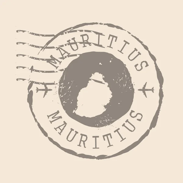 Stamp Postal Mauritius Map Silhouette Rubber Seal Design Retro Travel — Vetor de Stock