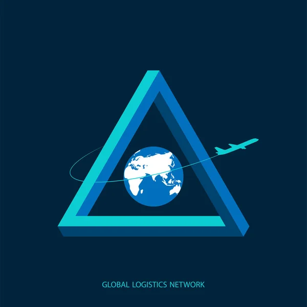 Global Logistics Network Map Global Logistics Partnership Connection Penrose Triangle — Stockvektor