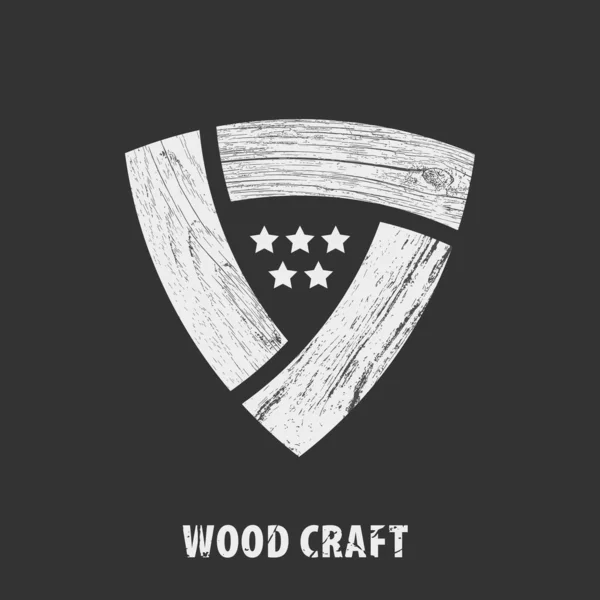 Wood Craft Logo Gray Woodworks Professional Service Reuleaux Triangle Wood — Archivo Imágenes Vectoriales