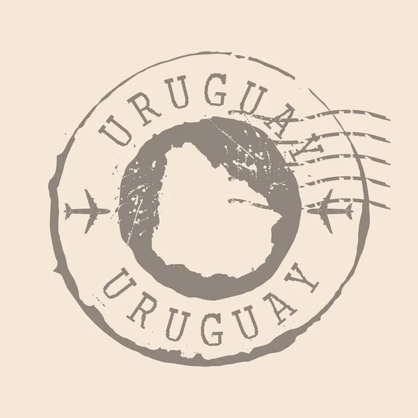 Stamp Postal Uruguay Map Silhouette Rubber Seal Design Retro Travel — Image vectorielle