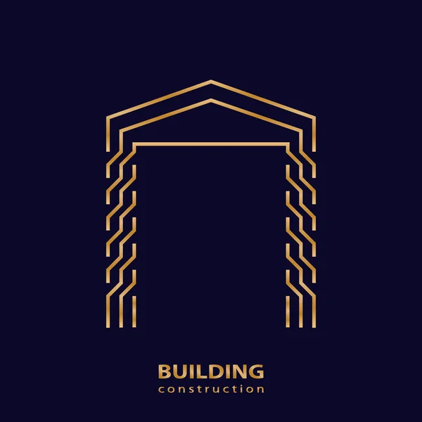 Construction Working Industry Concept Building Construction Logo Minimalist Elements Gold — Stock vektor