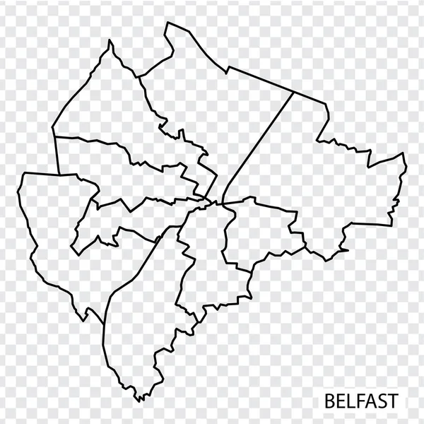 High Quality Map Belfast City Northern Ireland Borders Districts Map — Stok Vektör