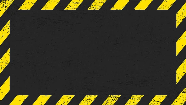 Black Blank Rectangle Sign Yellow Stripes Blank Warning Sign Template — Stockvektor