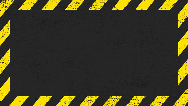 Black blank rectangle sign with yellow stripes. Blank Warning Sign.  Template in grunge style for your design.  EPS10.