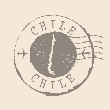 Stamp Postal of Chile. Map Silhouette rubber Seal.  Design Retro Travel. Seal of Map Chile grunge  for your design.  EPS10