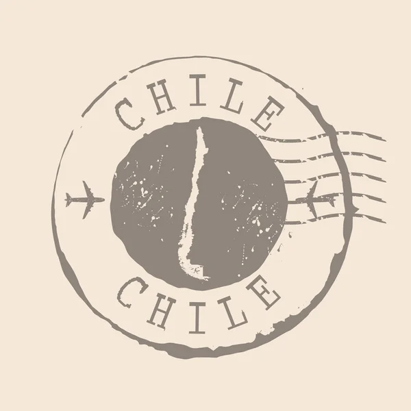 Почтовая Марка Чили Карта Silhouette Rubber Seal Дизайн Retro Travel — стоковый вектор