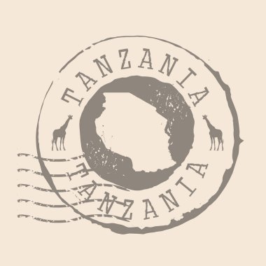 Stamp Postal of Tanzania. Map Silhouette rubber Seal.  Design Retro Travel. Seal of Map Tanzania grunge  for your design.  EPS10 clipart