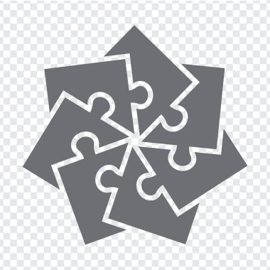 Simple icon star puzzle in gray. Simple icon polygon puzzle of the seven elements  on transparent background for your web site design, app, UI. EPS10.